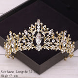 Aveuri Bridal Crown Golden Wedding Hair Accessories Rhinestone Bride Wedding Tiaras and Crowns Headpiece Diadema Hair Ornament