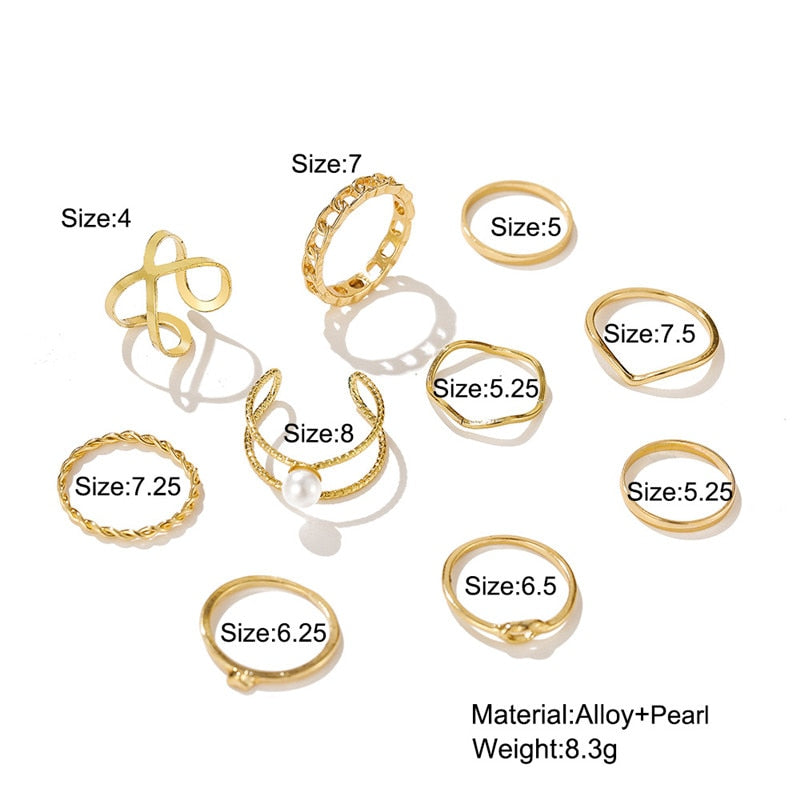 Aveuri 2023 7pcs Fashion Jewelry Rings Set Hot Selling Metal Alloy Hol