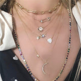 Aveuri Plata De Ley 925 Necklace For Women Stars Moon Crown Chain Around Neck Collares Para Mujer Bijoux Femme Chain Collares CZ
