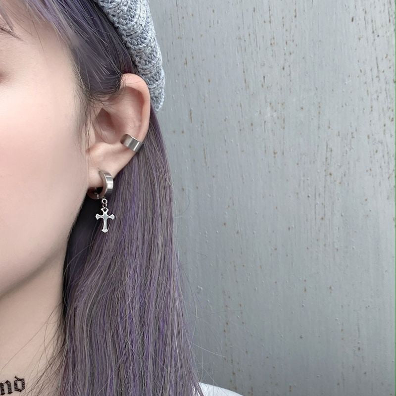 New Popular 1 Piece Stainless Steel Painless Ear Clip Earrings For Men/women  Punk Black Non Piercing