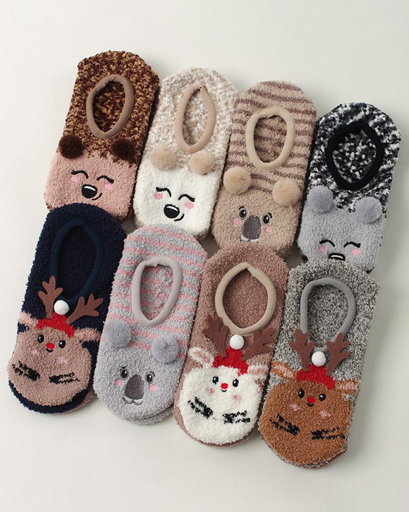 Aveuri-Black Friday Cyber ??Monday Christmas gifts1Pair Christmas Cartoon Animals Ankle Fuzzy Socks