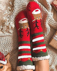 Aveuri-Black Friday Cyber ??Monday Christmas gifts1Pair Christmas Elk Print Striped Fluffy Socks