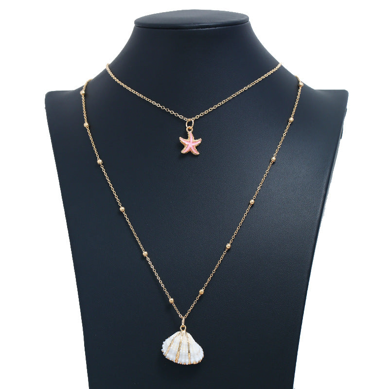 construction worker costume Ocean Style Fashion Multi-Layer Pearl Conch Necklace Simple Creative Shell Long Chain