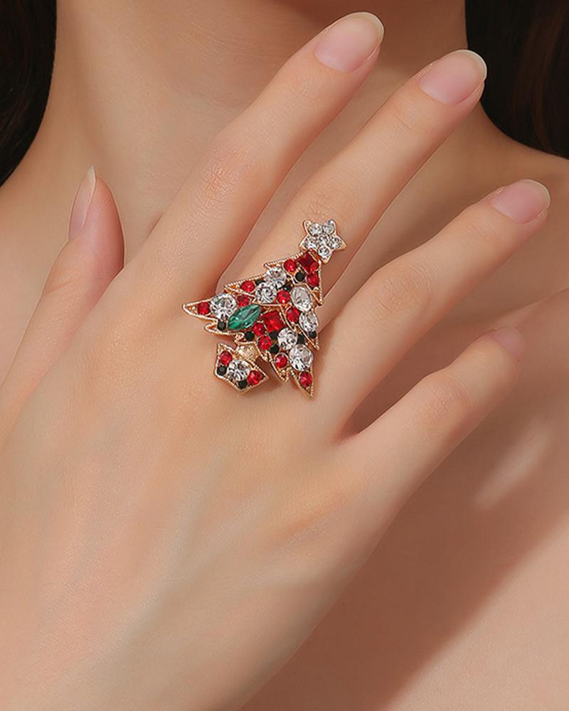 Aveuri-Black Friday Cyber ??Monday Christmas gifts1pc Christmas Tree Shaped Rhinestone Ring