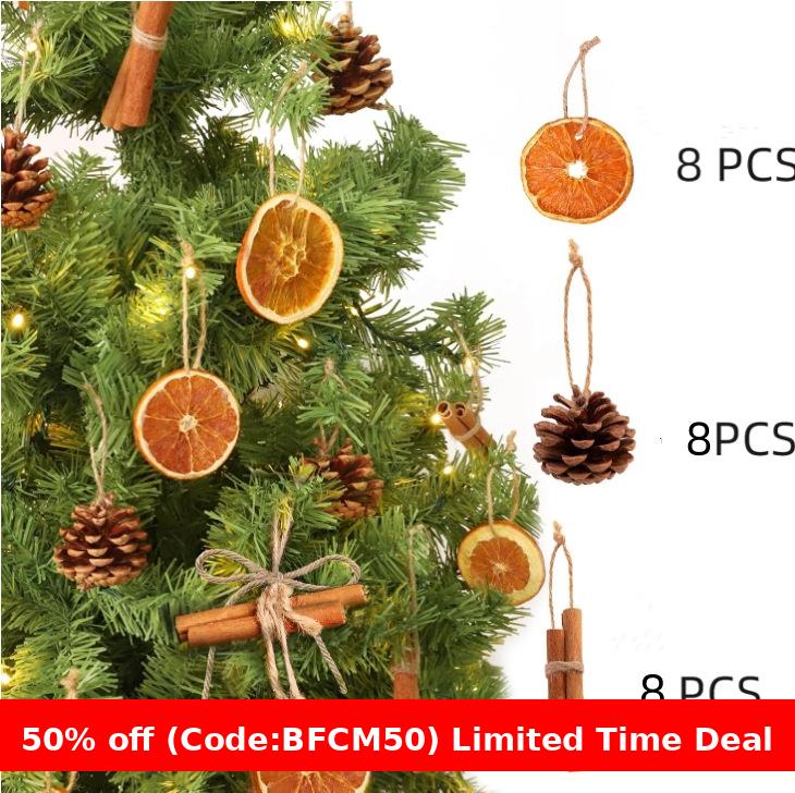 christmas tree aesthetic Christmas decorations Christmas Tree Decoration 24pcs Dried Flower Orange Slice Pine Cone Christmas Pendant DIY Decoration Cyber Monday 2024