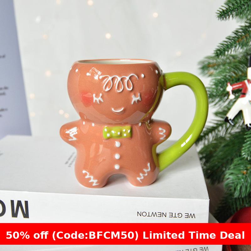 christmas aesthetic Christmas gifts idea Cute Chubby Doodle Ginger Cake Man Mug Couple Drinking Cup Christmas Decorations Gift Cyber Monday 2024