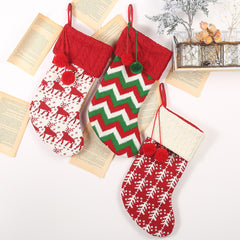 Black Friday Cyber ​​Monday Christmas Decorations Wool Socks Red and White Elk Gift Bag Children Gift Bag Knitted Christmas Socks