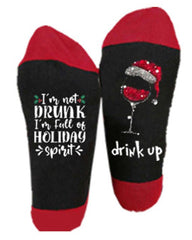 Aveuri-Black Friday Cyber ??Monday Christmas gifts1Pair Christmas Wine Glass Letter Print Socks