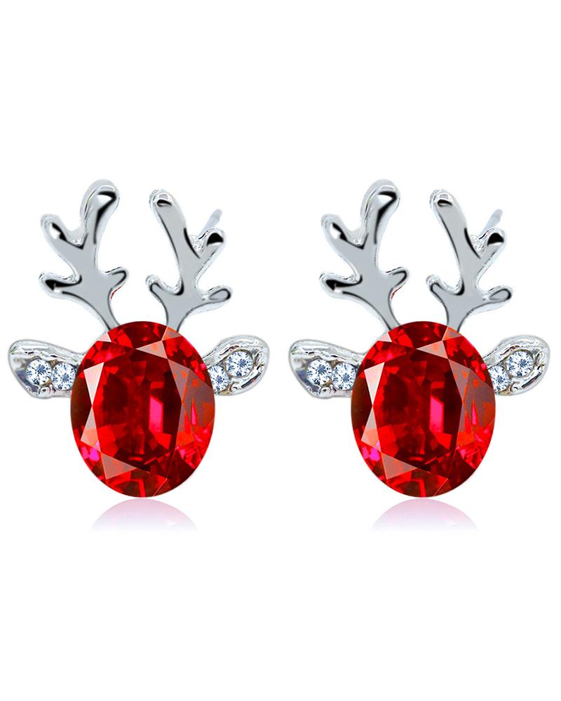 Aveuri-Black Friday Cyber ??Monday Christmas gifts1Pair Christmas Reindeer Shaped Gem Stone Earrings