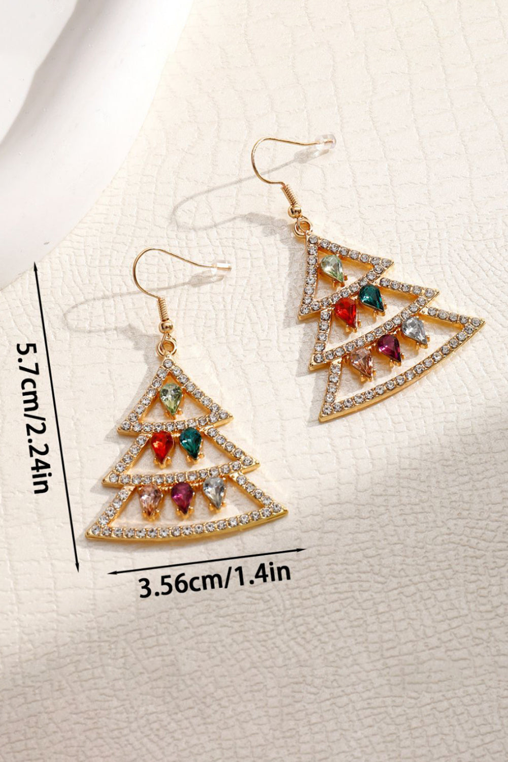 Aveuri-Black Friday Cyber ??Monday Christmas Gold Gem Decor Rhinestone Christmas Tree Holiday Hook Earrings