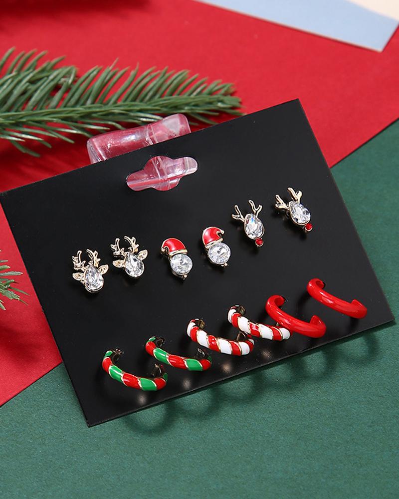 Aveuri-Black Friday Cyber ??Monday Christmas gifts6Pairs Christmas Elk Shaped Earrings Set