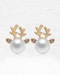 Aveuri-Black Friday Cyber ??Monday Christmas gifts1Pair Christmas Elk Antler Shaped Pearls Earrings