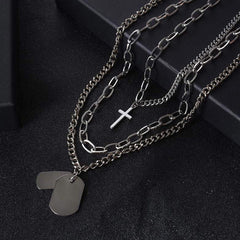 Aveuri-Christmas Thanksgiving Gifts Idea_Minimalist Hip-hop Punk Trendy Cross Sweater Chain Necklace Set