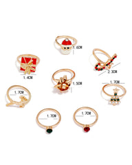 Aveuri-Black Friday Cyber ??Monday Christmas gifts8pcs Christmas Santa Tree Gift Elk Candy Cane Rings Set