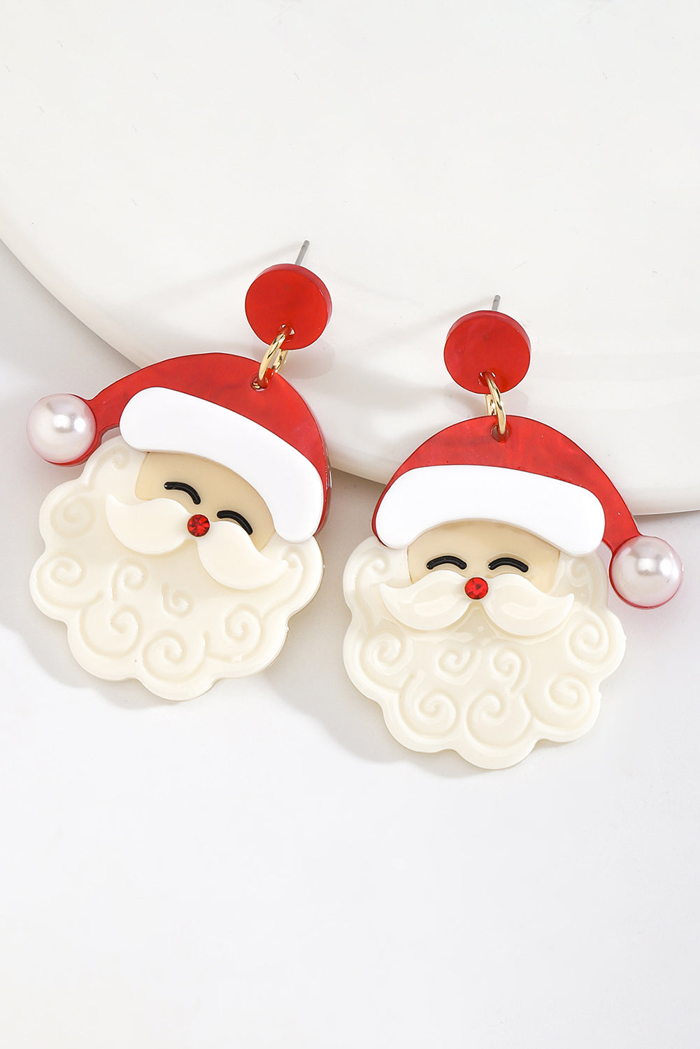 Aveuri-Black Friday Cyber ??Monday Christmas Fiery Red Bright Pearl Decor Cute Father Christmas Earrings