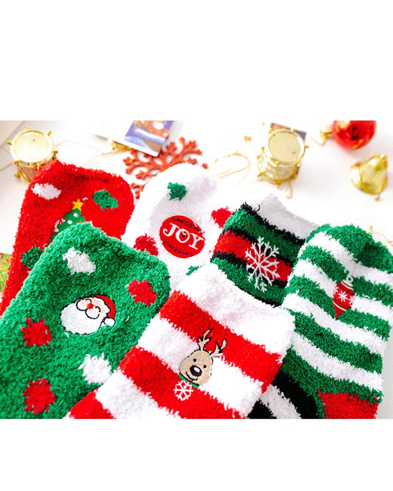 Aveuri-Black Friday Cyber ??Monday Christmas gifts6Pairs Christmas Cartoon Graphic Fuzzy Thermal Socks Set