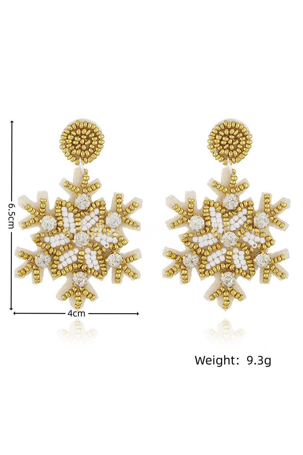 Aveuri-Black Friday Cyber ??Monday Christmas Gold Christmas Snowflake Rhinestone Rice Beaded Drop Earrings