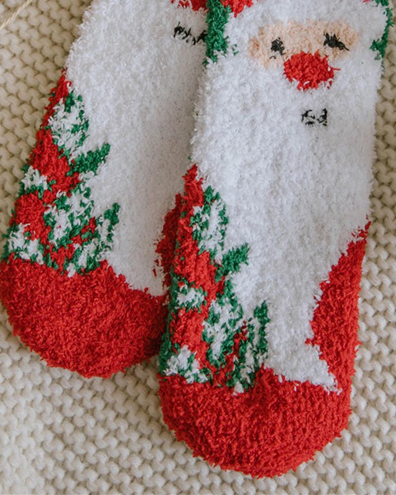 Aveuri-Black Friday Cyber ??Monday Christmas gifts1Pair Christmas Santa Claus Elk Pattern Fluffy Socks