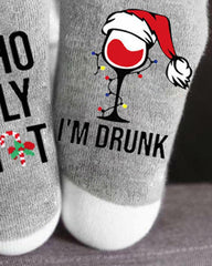 Aveuri-Black Friday Cyber ??Monday Christmas gifts1Pair Christmas Wine Glass Letter Print Socks