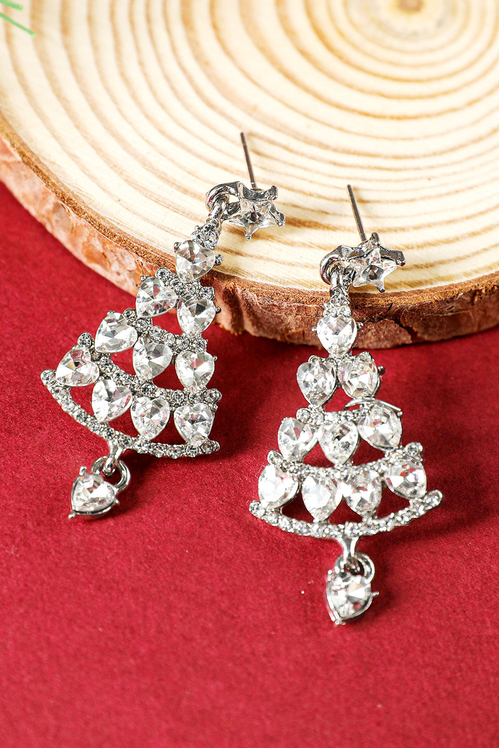 Aveuri-Black Friday Cyber ??Monday Christmas Silvery Diamond Christmas Tree Studded Dangle Earrings