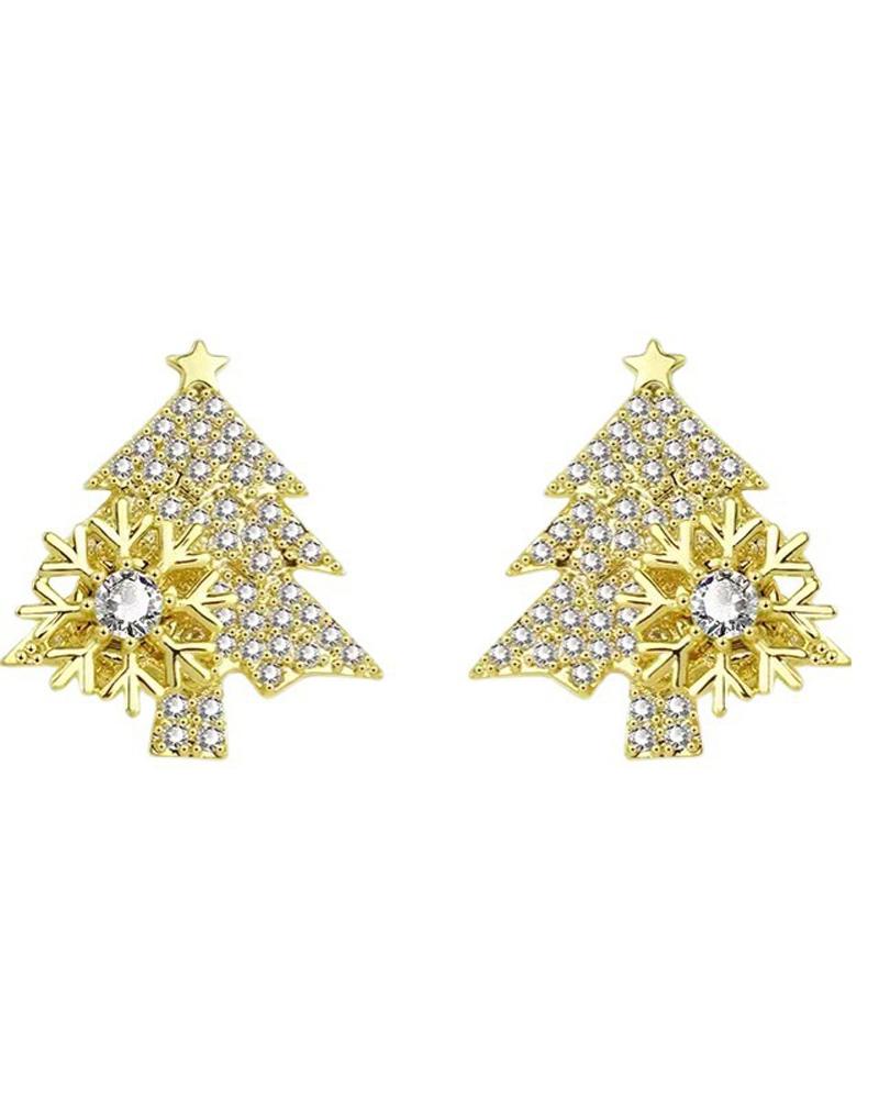 Aveuri-Black Friday Cyber ??Monday Christmas gifts1Pair Rhinestone Christmas Tree Shaped Earrings