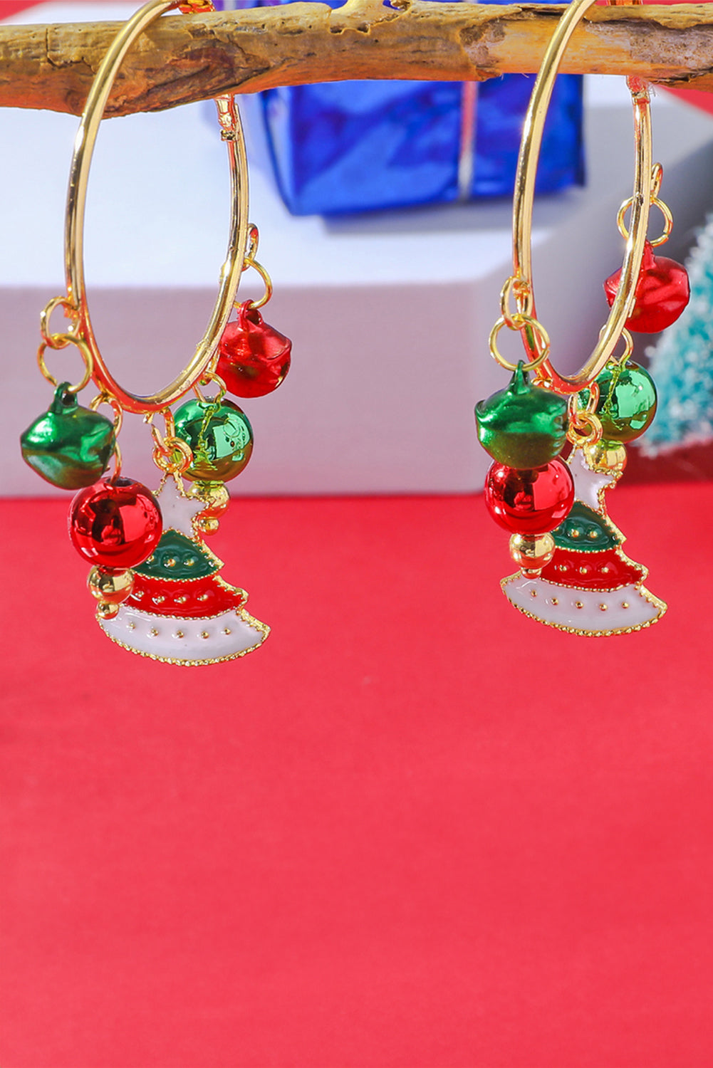 Aveuri-Black Friday Cyber ??Monday Christmas Gold Christmas Tree Bell Plate Alloy Hook Earrings