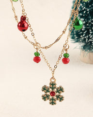 Aveuri-Black Friday Cyber ??Monday Christmas gifts1pc Christmas Jingle Bell Snowflake Layered Necklace