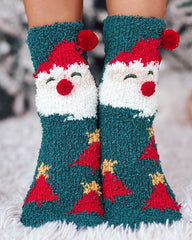 Aveuri-Black Friday Cyber ??Monday Christmas gifts1Pair Christmas Snowflake Elk Snowman Pattern Fuzzy Thermal Socks