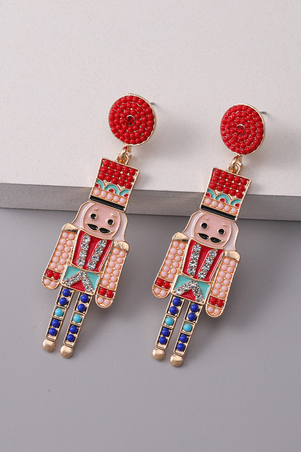 Aveuri-Black Friday Cyber ??Monday Christmas Racing Red Beaded Christmas Nutcracker Earrings