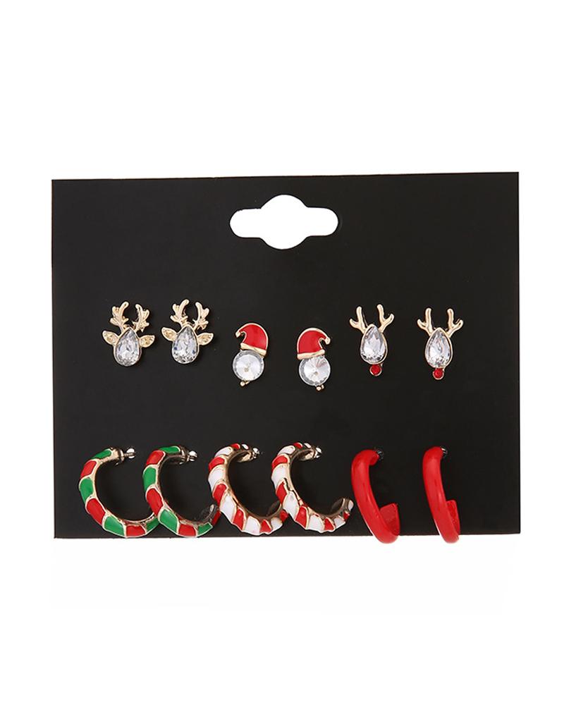 Aveuri-Black Friday Cyber ??Monday Christmas gifts6Pairs Christmas Elk Shaped Earrings Set