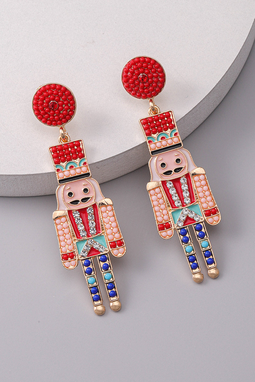 Aveuri-Black Friday Cyber ??Monday Christmas Racing Red Beaded Christmas Nutcracker Earrings