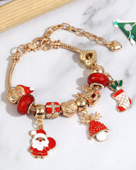 Aveuri-Black Friday Cyber ??Monday Christmas gifts1pc Christmas Santa Claus Jingle Bell Reindeer Sock Shaped Beaded Gift Bracelet