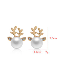 Aveuri-Black Friday Cyber ??Monday Christmas gifts1Pair Christmas Elk Antler Shaped Pearls Earrings