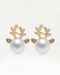 Aveuri-Black Friday Cyber ??Monday Christmas gifts1Pair Christmas Elk Antler Shaped Pearls Earrings