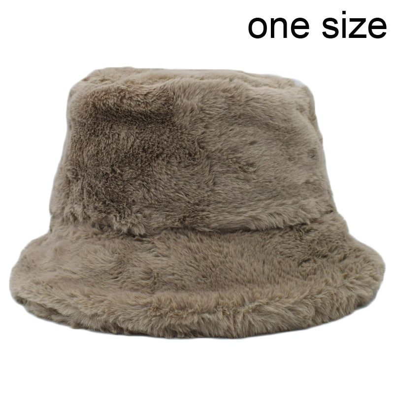 Aveuri Winter Cow Leopard Faux Fur Fluffy Bucket Hats Women Outdoor Warm Sun Hat Soft Velvet Furry Fisherman Cap Girl Fashion Panama