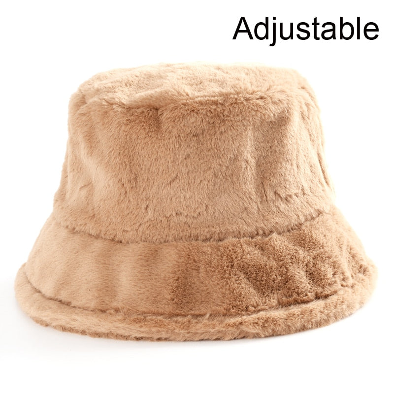 Aveuri Winter Cow Leopard Faux Fur Fluffy Bucket Hats Women Outdoor Warm Sun Hat Soft Velvet Furry Fisherman Cap Girl Fashion Panama