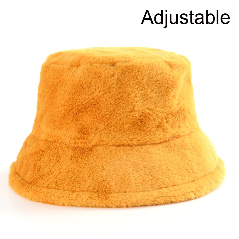 Aveuri Winter Cow Leopard Faux Fur Fluffy Bucket Hats Women Outdoor Warm Sun Hat Soft Velvet Furry Fisherman Cap Girl Fashion Panama