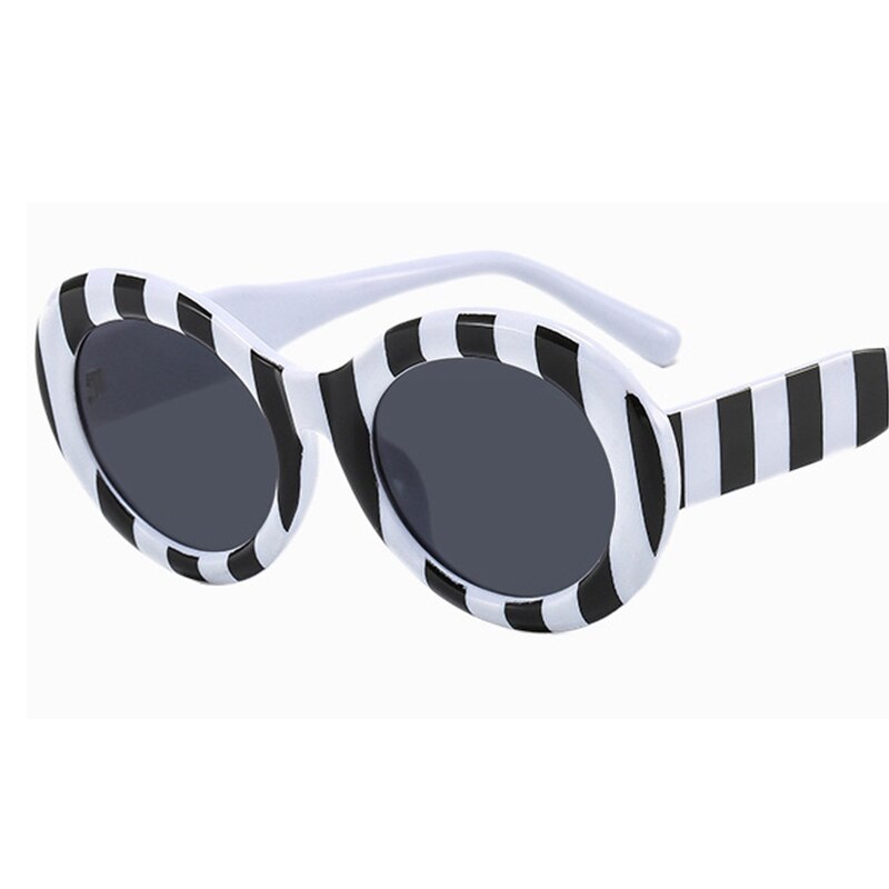 Aveuri  Graduation Party Fashion Stripe Decoration Sunglasses Women 2024 Luxury Brand Retro Oval Black White Sunglass Female Trending Shades Glasses