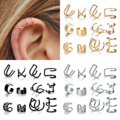 Aveuri-Christmas Gift New Year's Eve Gift 12 Pcs/set Punk Simple Wrap Earring Set For Women Clip on Earrings No piercing Ear Cuff Fashion Female Jewelry Gift