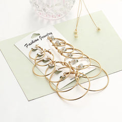 Aveuri-Christmas Gift New Year's Eve Gift 6 Pairs/set korean Hoop Earrings Set Oversized Big Circle Earring Fashion Jewelry for Women Girls Steampunk Ear Clip Brincos