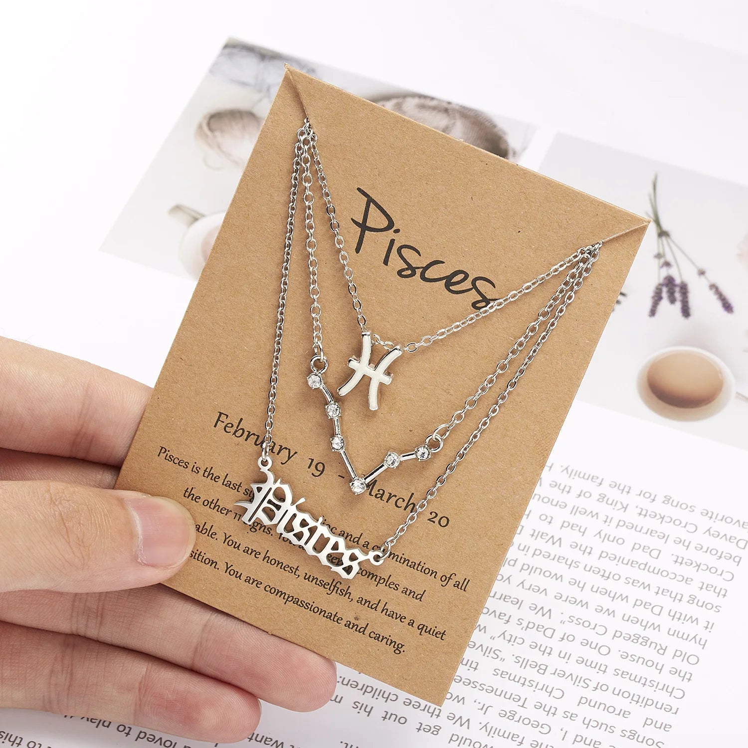 Aveuri-Christmas Gift New Year's Eve Gift 3Pcs/set 12 Zodiac Sign Necklace For Women 12 Constellation Pendant Chain Choker Birthday Jewelry With Cardboard Card