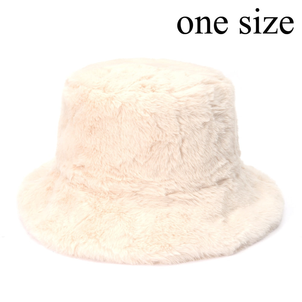 Aveuri Winter Cow Leopard Faux Fur Fluffy Bucket Hats Women Outdoor Warm Sun Hat Soft Velvet Furry Fisherman Cap Girl Fashion Panama