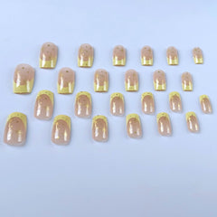 gold Wear Party A's Head Shape French Gold Four Awn Star Fake Nail Manicure Finished Product 24 Pieces