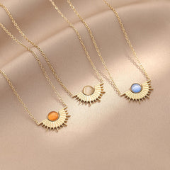 Aveuri-Christmas Thanksgiving Gifts Idea_Natural Stone Sun Flower Necklaces