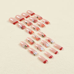 men’s fall fashion 2024 Wear Nail Thanksgiving Series Wear Nail Painting Tulip Nail Patch White Flower Fake Nail Piece