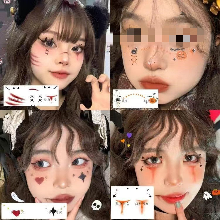 Halloween Children's Makeup Facial Stickers Cartoon Funny Personality Facial Tattoo Stickers Party Style Stickers