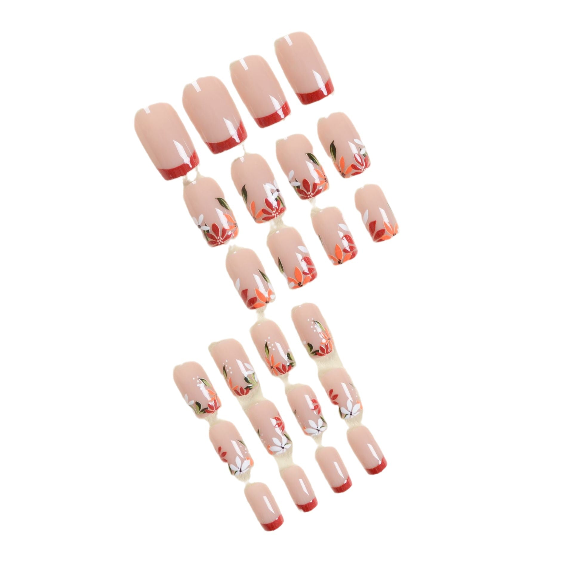 men’s fall fashion 2024 Wear Nail Thanksgiving Series Wear Nail Painting Tulip Nail Patch White Flower Fake Nail Piece