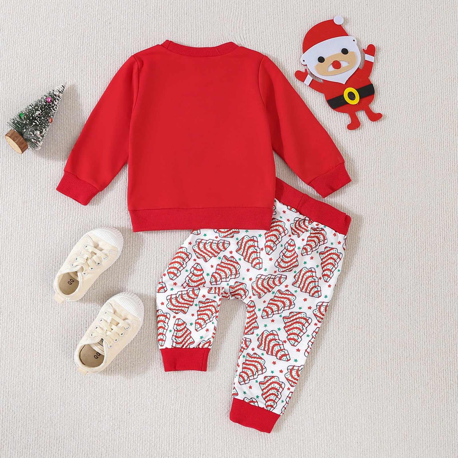 Black Friday Cyber ​​Monday Christmas 2024 Christmas Children's Clothing Autumn New Children's Long-Sleeved Sweater Pullover Full Printed Christmas Tree Trousers Two-Piece Set