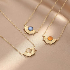 Aveuri-Christmas Thanksgiving Gifts Idea_Natural Stone Sun Flower Necklaces