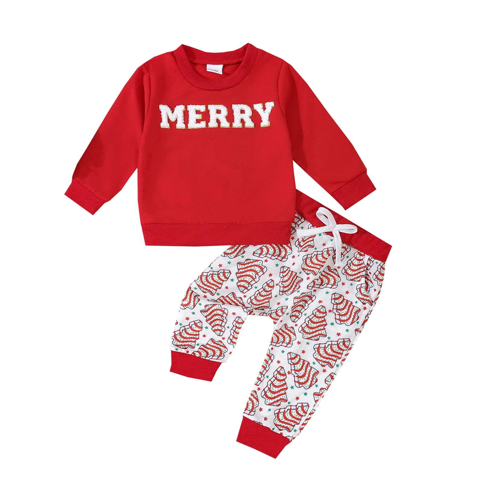 Black Friday Cyber ​​Monday Christmas 2024 Christmas Children's Clothing Autumn New Children's Long-Sleeved Sweater Pullover Full Printed Christmas Tree Trousers Two-Piece Set